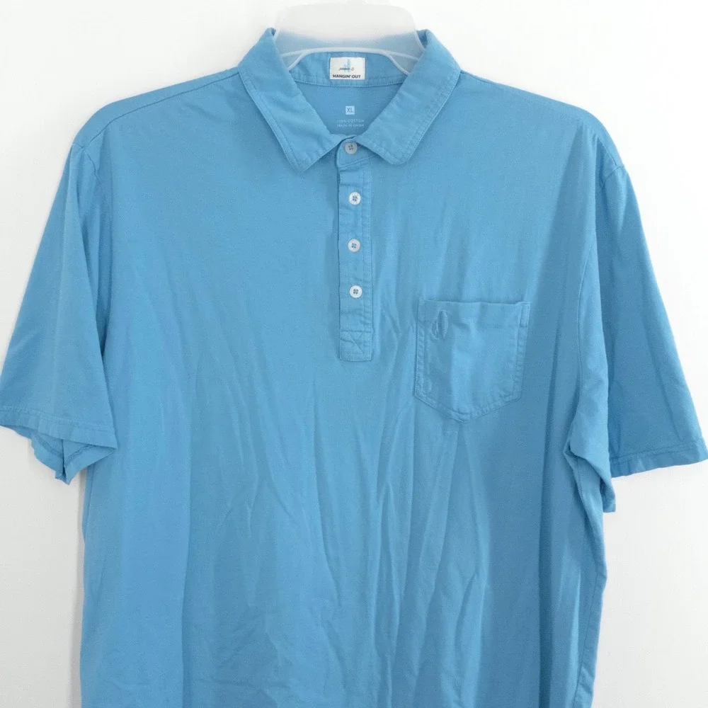 Johnnie-O Hangin' Out Polo Shirt Men's XL Blue 100%‎ Cotton Short Sleeve Pocket